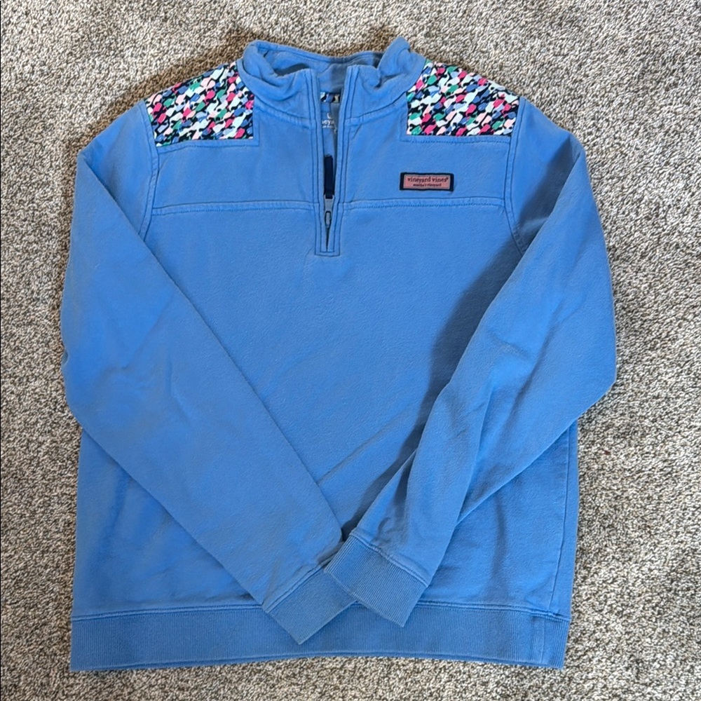 Vineyard Vines Blue Zip Up Sweater with Standing Collar